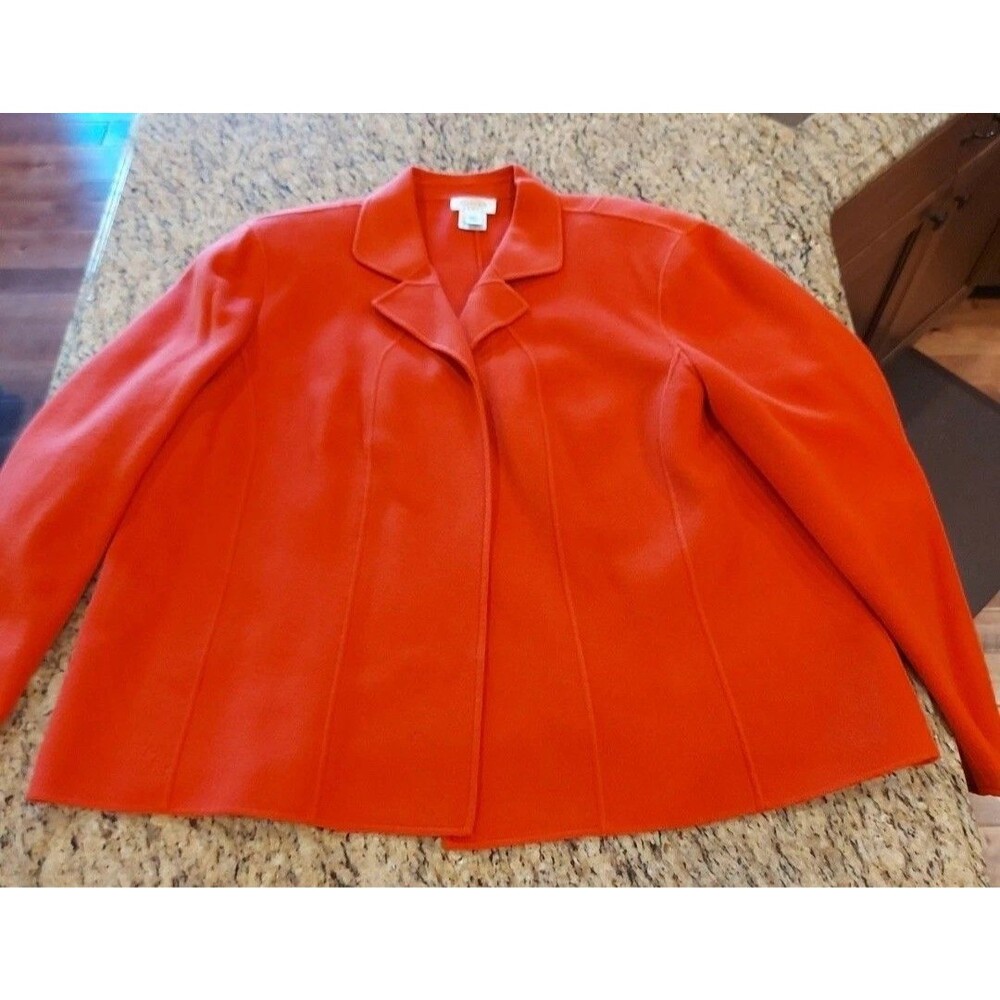 Talbots WOMAN Womens Wool Blazer Size 24W Suit Jacket Notched Open Front  Rust